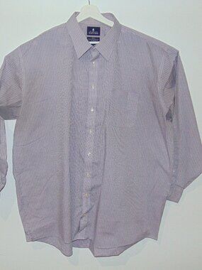 Stafford Travel Long Sleeve Dress Shirt 19 36-37 Men Purple Check